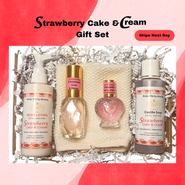 Pampering Strawberry Cake & Cream Luxury Gift Set, Relaxation Gifts for  Women, Body Oil Lotion and Spray Scented SPA GIFT Set, Gift for Moms