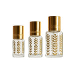 Attar Perfume Bottle, Printed Golden Leaf Octagonal Bottle, Decorative Flacon, 3 ml-6 ml-12 ml Vanity Perfume Bottles w/Plastic Stick applicator