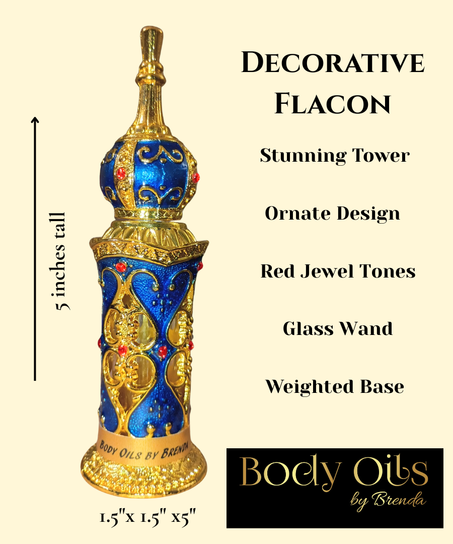 Tower-Style Bottle, Decorative Flacon, Empty Perfume Bottle, Glass Dabber Wand, Unisex, 1/3 oz., 10 ml