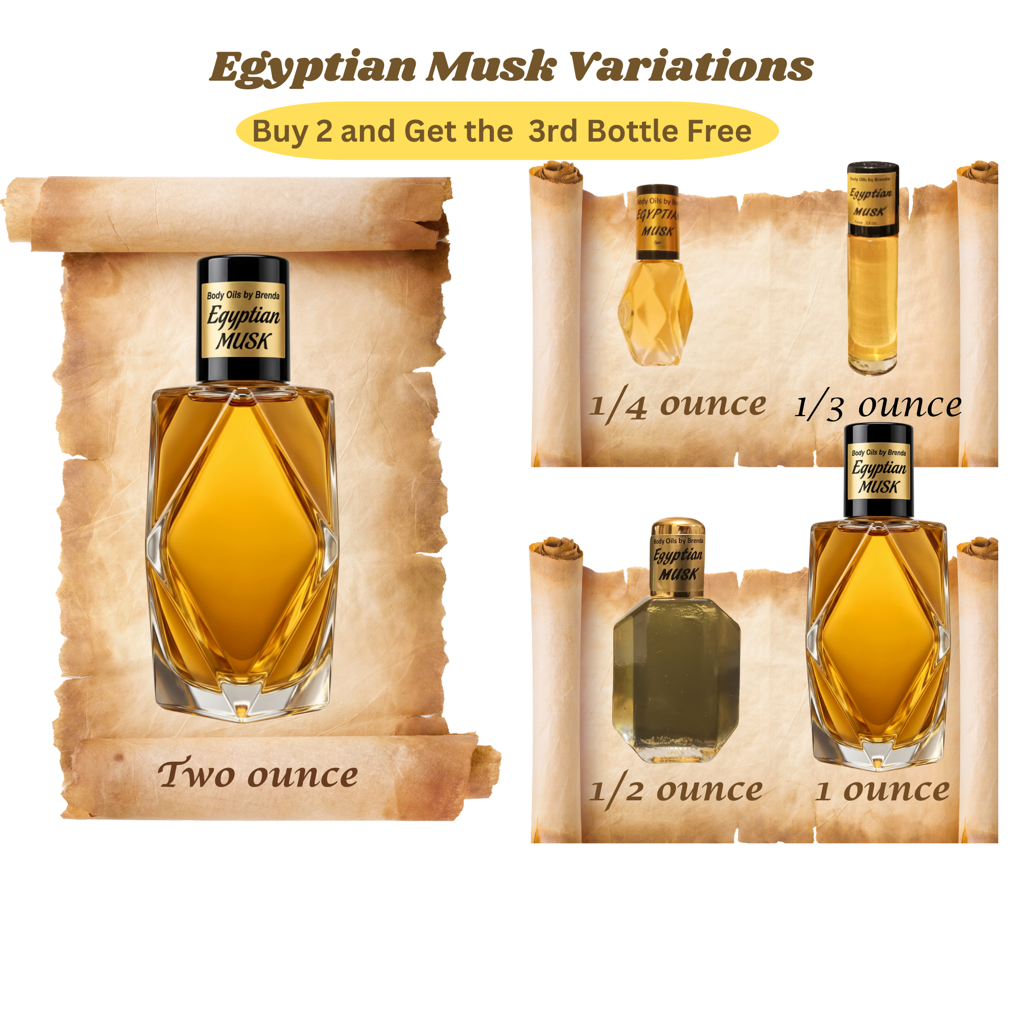 Egyptian Musk Pure Thick Uncut Body Oil.  Buy 2 Get 1 FREE, Alcohol Free, Unisex, All Natural
