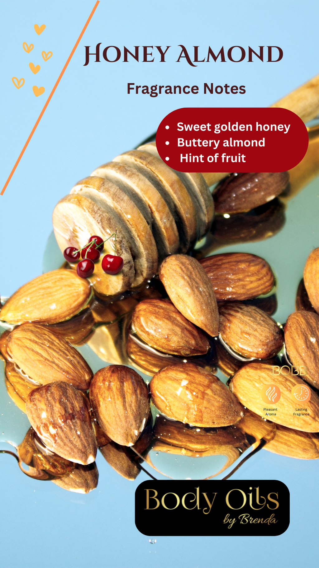 Honey Almond Type Body Oil, Nutty Sweet Luxury Perfumed Oil, Alcohol Free Fragrance, Warm & Spicy Bouquet