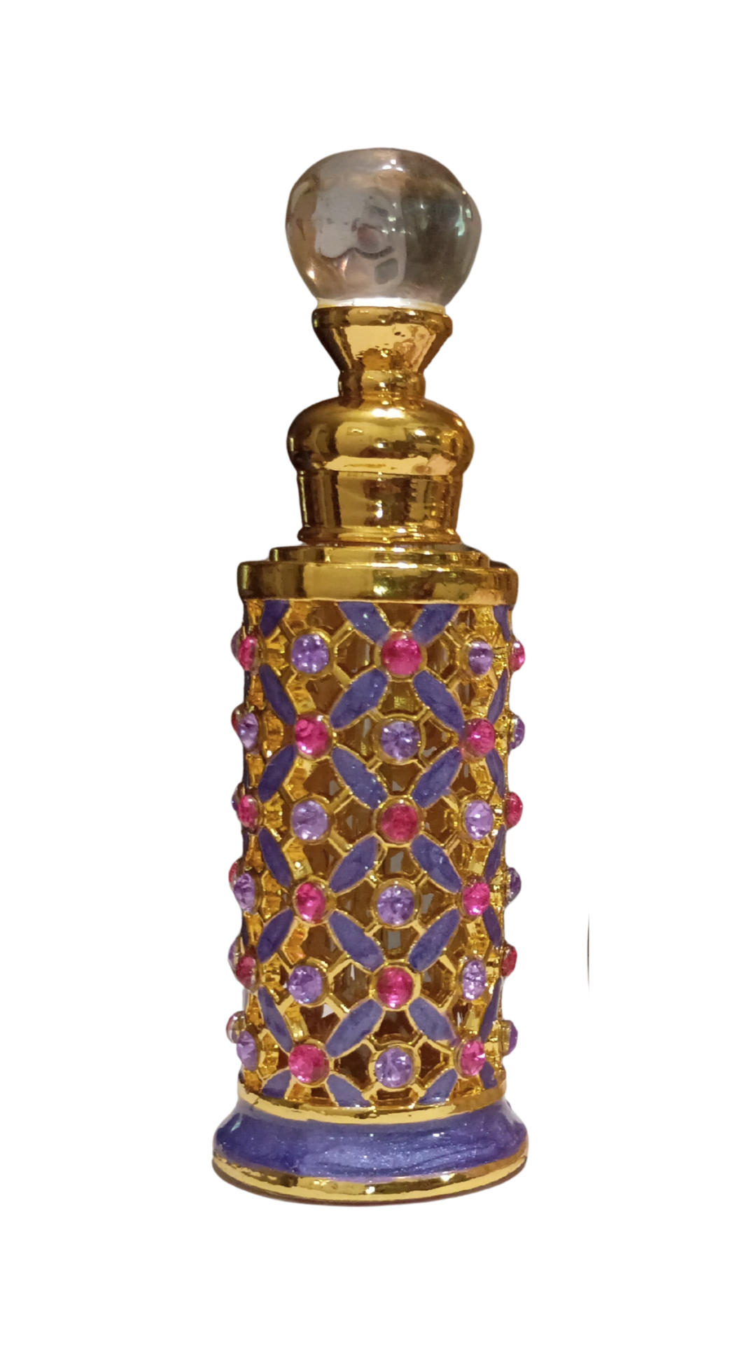 Shimmering Pink & Purple Glass Wand Perfume Bottle, Empty Bottle, Decorative Flacon,  1/3 oz Executive Vial