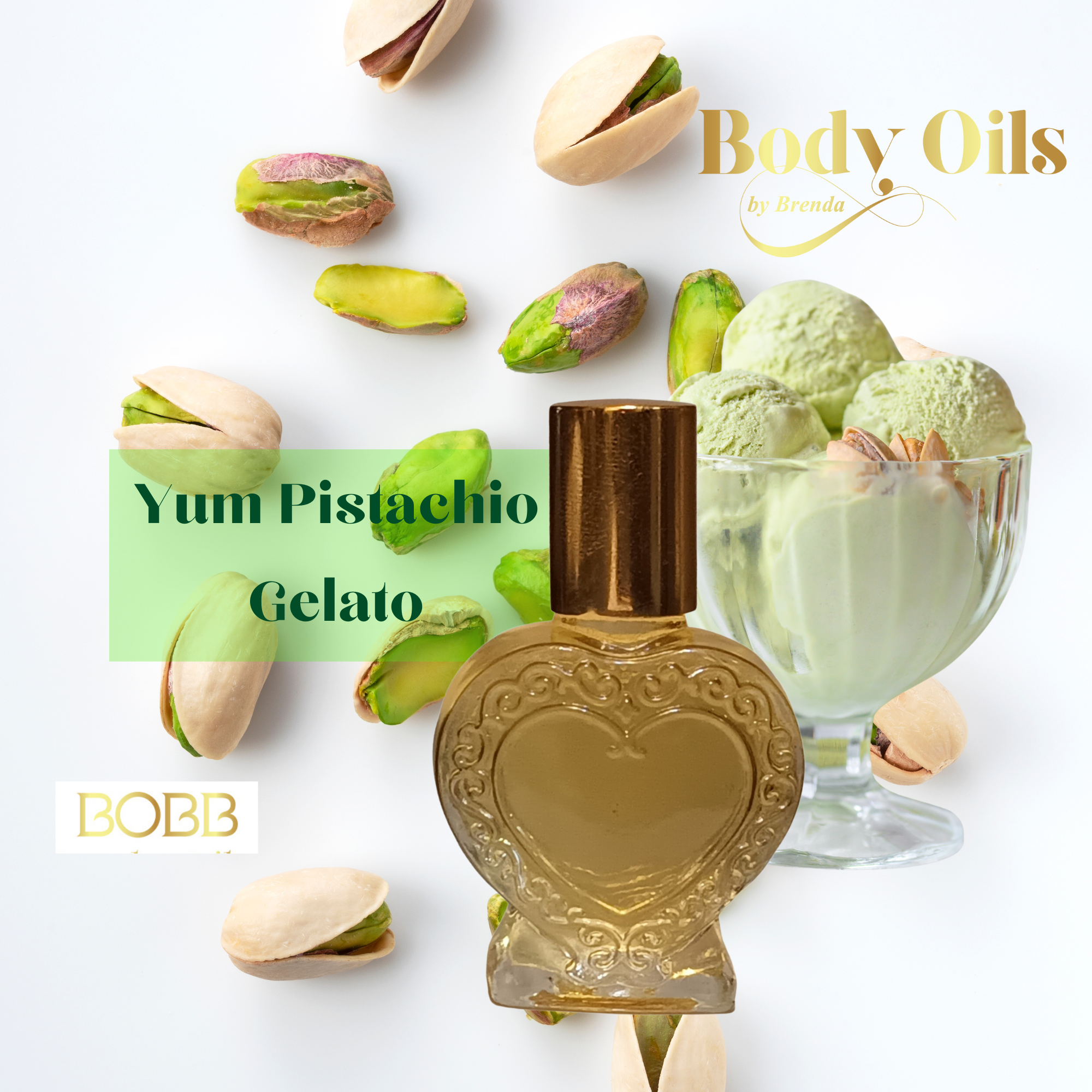 Yum Pistachio Gelato Type Body Oil, Nutty Sweet Marshmallow Fragrance, Ice Cream Whip Cream Scent, Gourmand Perfume-*Not a Name Brand Product