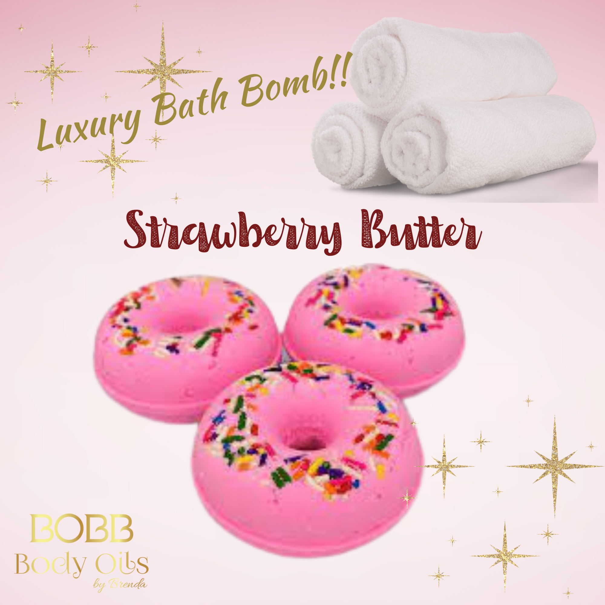 Strawberry Butter Bath Bomb -Gourmand Designer Inspired-Berry Yummy Goodness-Doughnut Bath Bomb Bath Fizzy Food Bath Bomb, Kids Teen