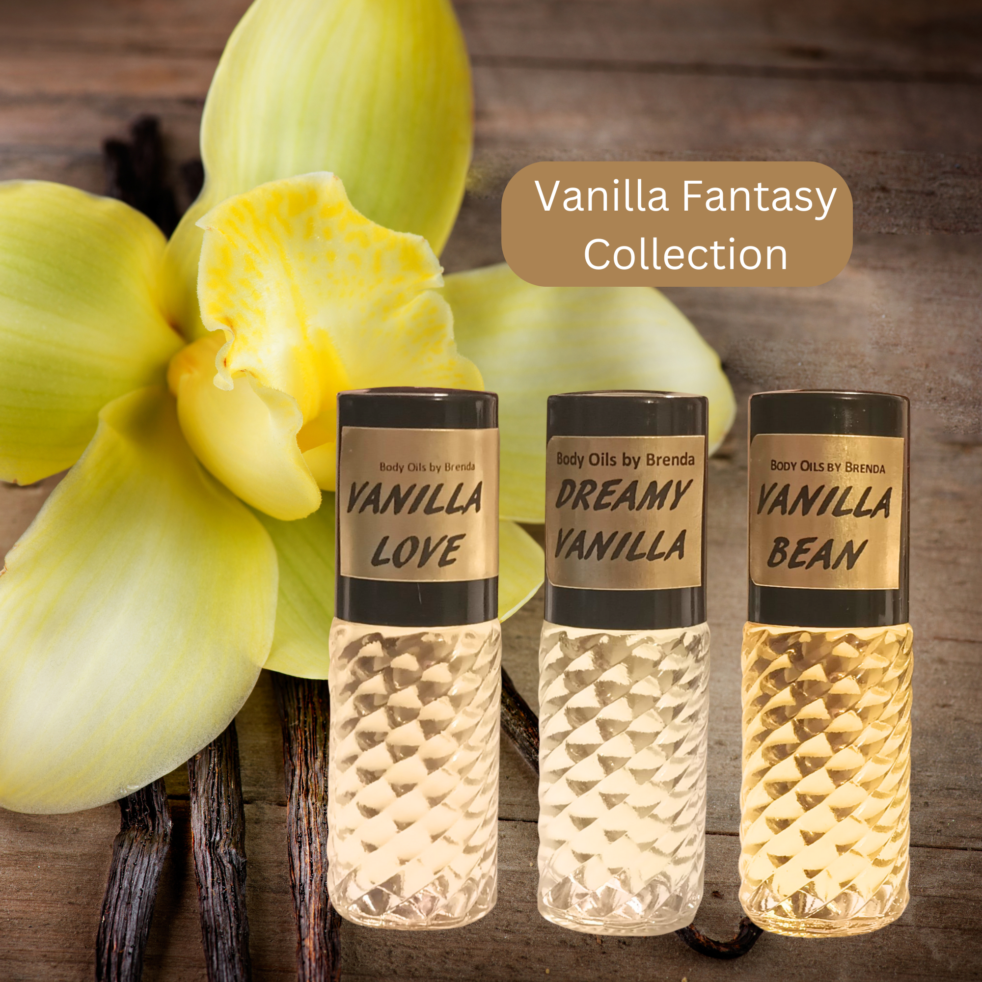 Vanilla Fantasy Collection Body Oil Gift Set-Vanilla Scented Perfume Gift-Dreamy Vanilla Vanilla Love & Vanilla Bean-Alcohol Free Fragrance