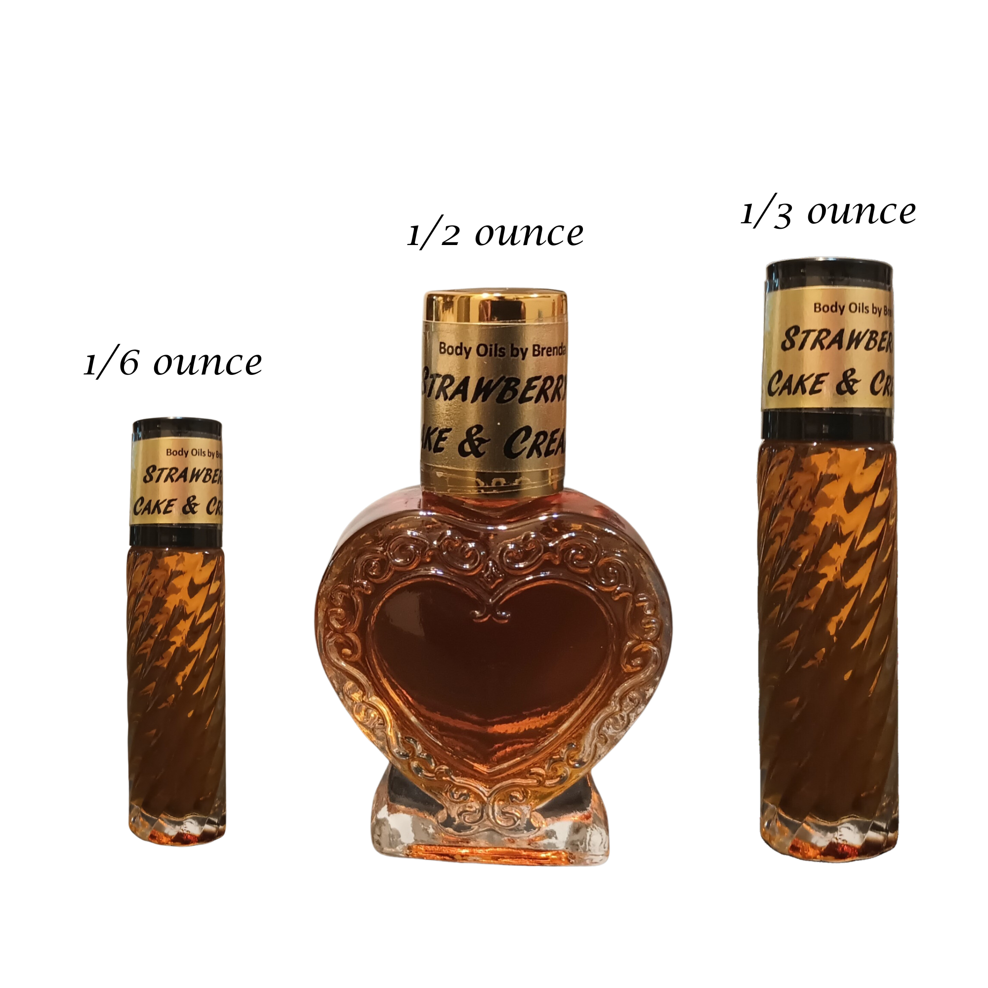 Strawberry Cake & Cream Type, Gourmand Body Oil Fragrance, Sweet Fruity Floral Scent, Gift Heart Bottle Her