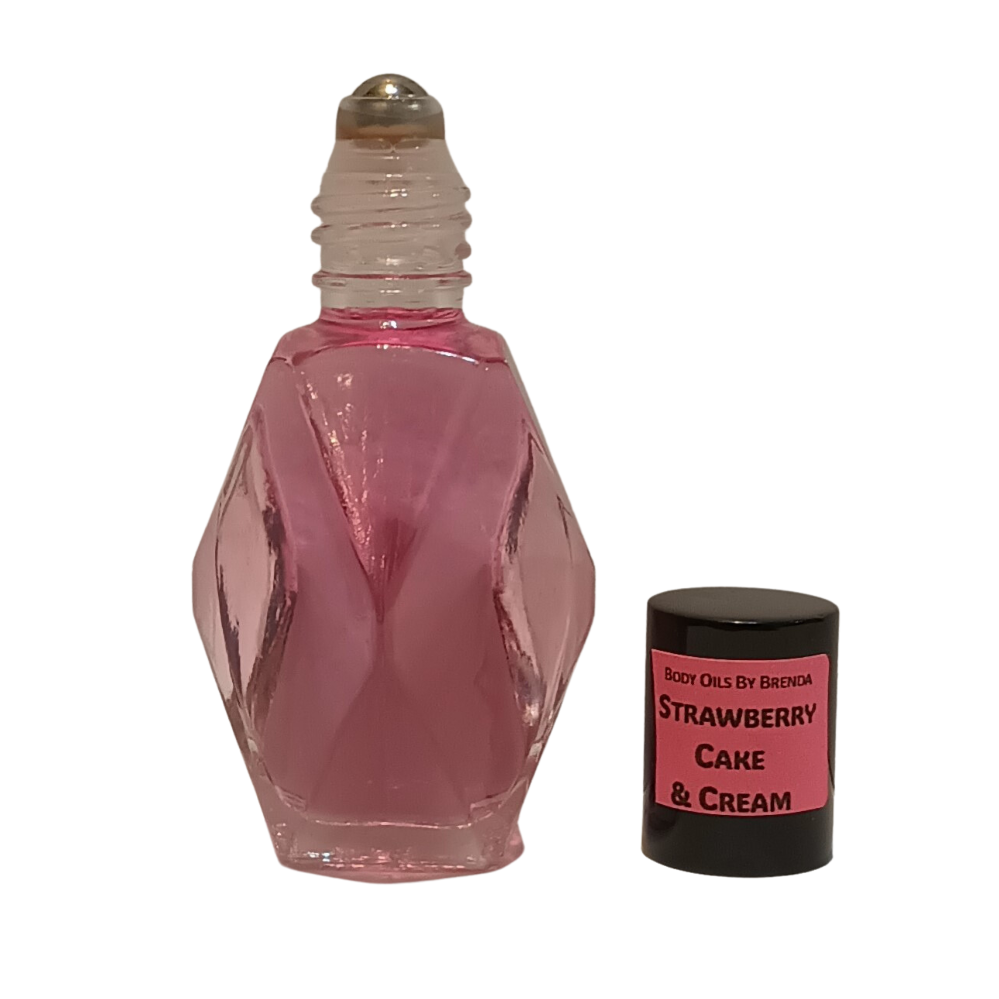 Strawberry Cake & Cream Type, Gourmand Body Oil Fragrance, Sweet Fruity Floral Scent, Gift Heart Bottle Her