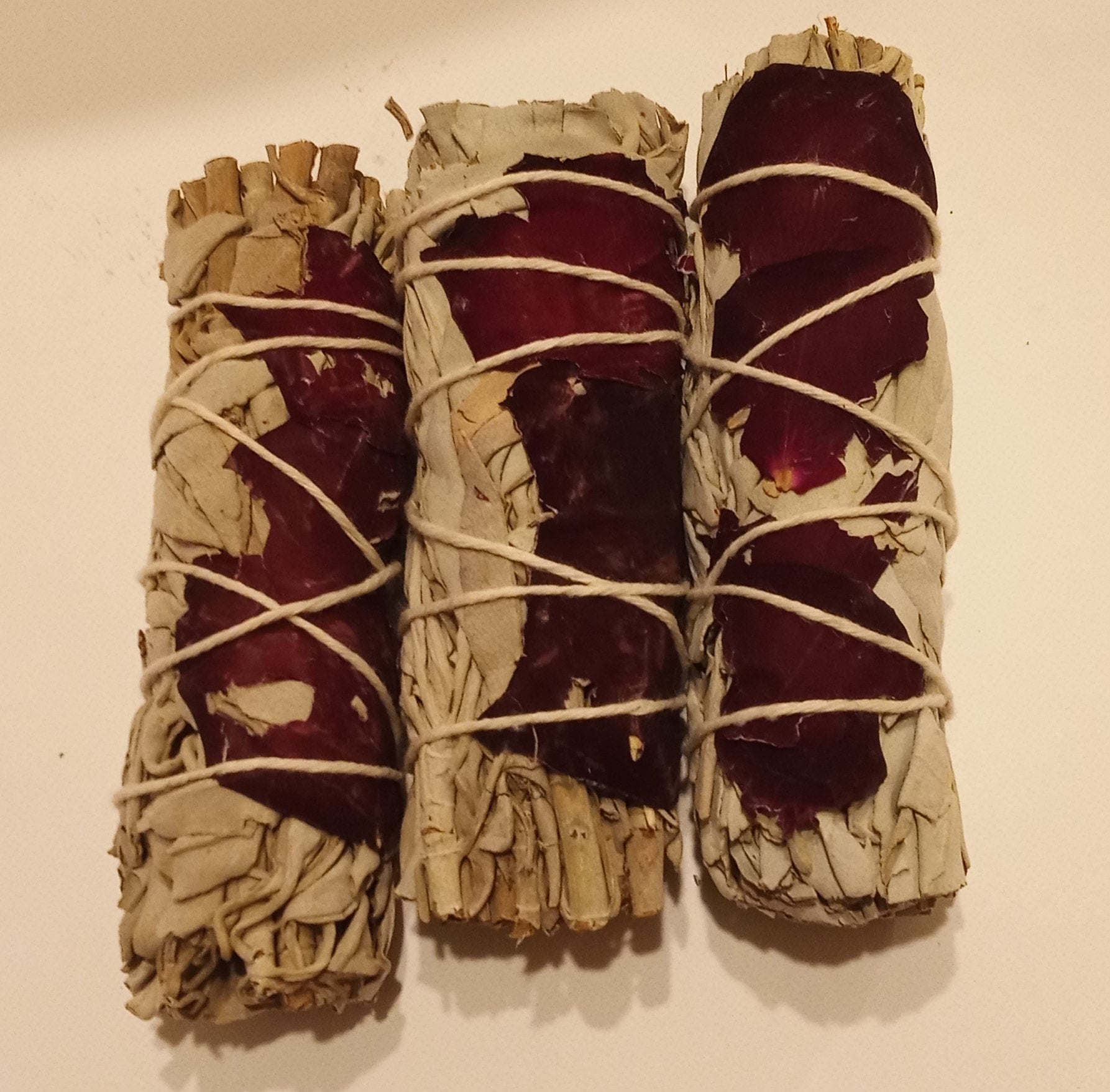 Sage and Rose Bundle Smudge Stick, Attract Love, Cleanse Energy &Air, Love Wand, Rose Sage, White Sage, Positive Energy, Manifestation Wand