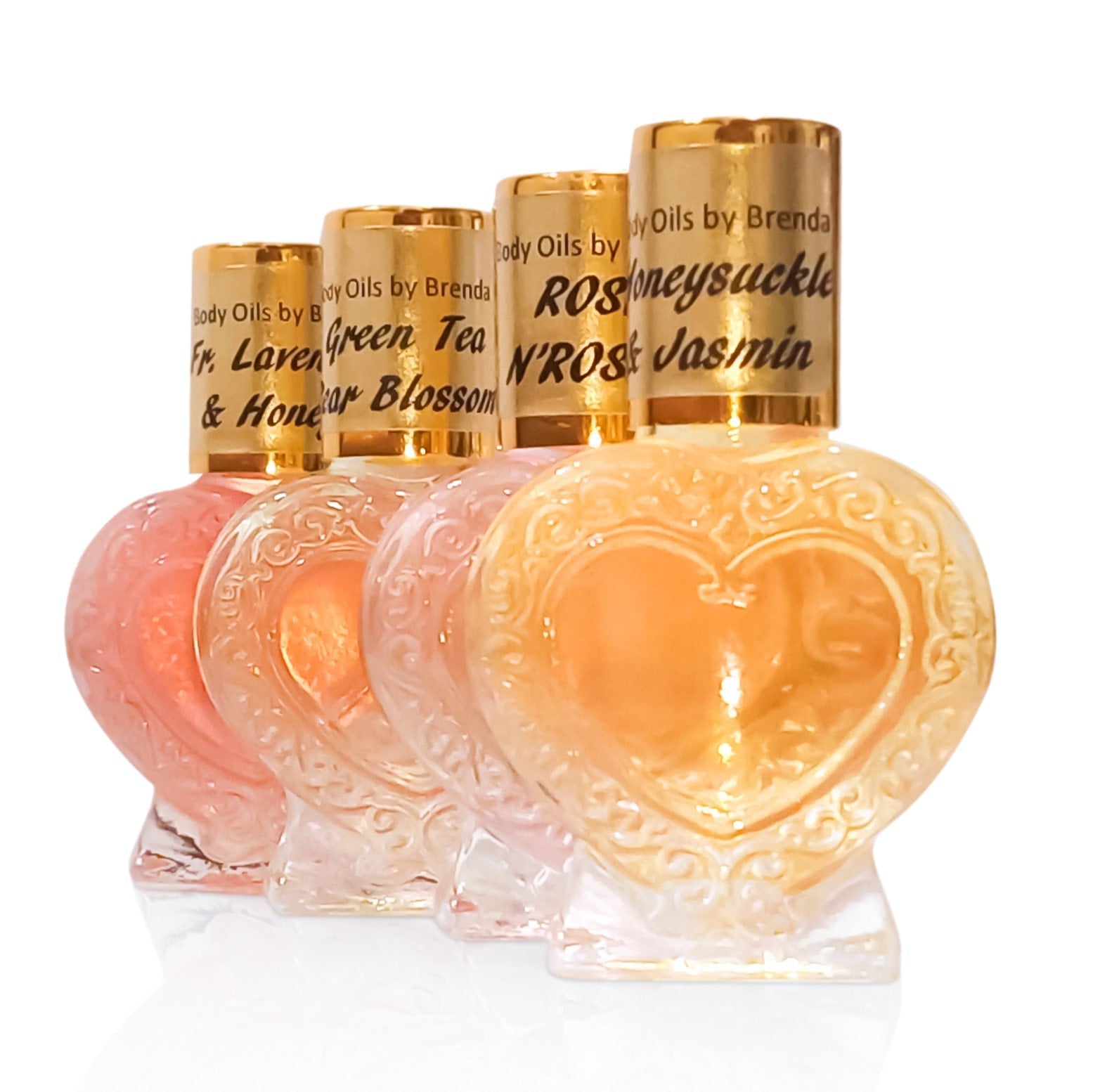 Floral Lover's Favorite Collection-Gift Set-Pure Body Oil-No Alcohol, Perfumed Fragrance Oils-French Lavender, Rose and Roses, Green Tea, Honeysuckle
