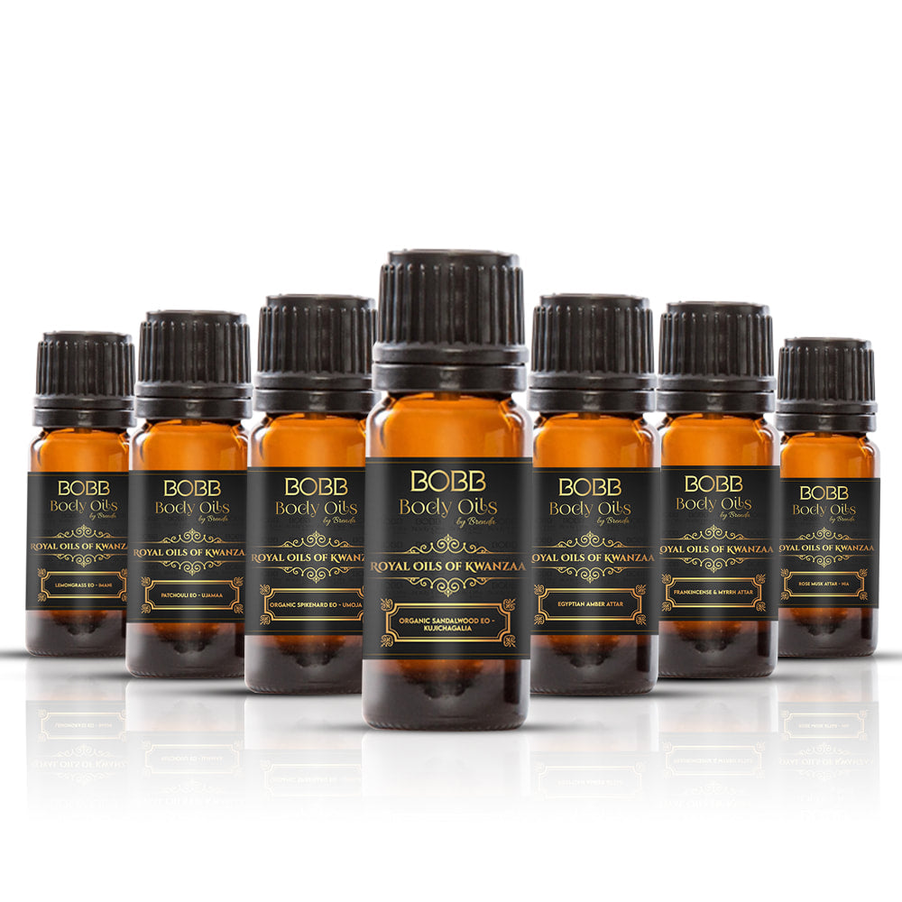 Royal Oils of Kwanzaa - Essential Oils and Attars -Organic Spikenard, Sandalwood, Frankincense & Myrrh, Egyptian Amber, Lemongrass,, Rose